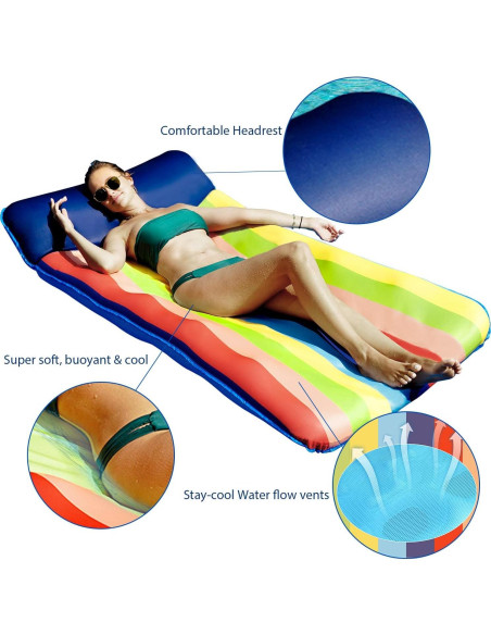 Flotador de piscina FindUWill XL 183x94 cm Rayas Coloridas