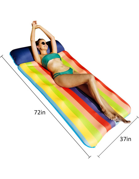 Flotador de piscina FindUWill XL 183x94 cm Rayas Coloridas