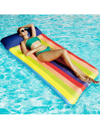 Flotador de piscina FindUWill XL 183x94 cm Rayas Coloridas