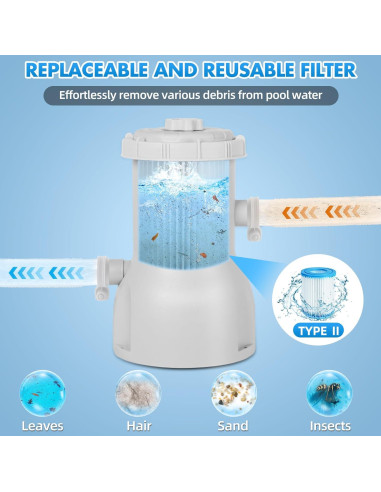 Filtro de Bomba de Piscina KimFilter 800 GPH 3028 L/h Gris