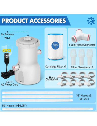 Filtro de Bomba de Piscina KimFilter 800 GPH 3028 L/h Gris