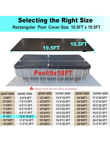 Cubierta de Piscina SIHAIAN 2.74x5.49m Rectangular Resistente UV