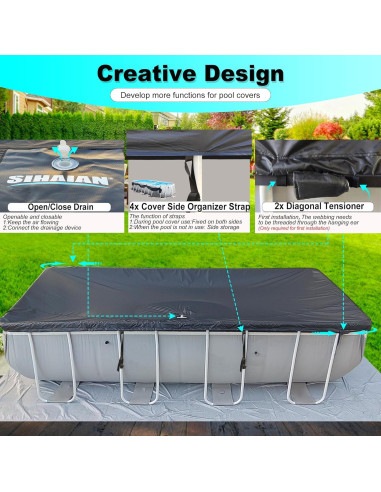 Cubierta de Piscina SIHAIAN 2.74x5.49m Rectangular Resistente UV