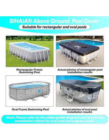 Cubierta de Piscina SIHAIAN 2.74x5.49m Rectangular Resistente UV