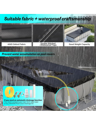 Cubierta de Piscina SIHAIAN 2.74x5.49m Rectangular Resistente UV