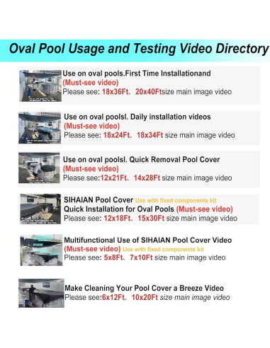 Cubierta de Piscina SIHAIAN 2.74x5.49m Rectangular Resistente UV
