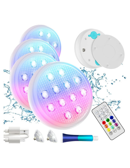Luces LED sumergibles BOXPSII 4 Paquetes IP68 16 Colores