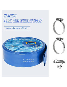Manguera de Retro Lavado para Piscina HOMNUTS 5 cm x 7.62 m 2