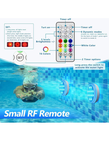 Luces LED sumergibles BOXPSII 4 Paquetes IP68 16 Colores