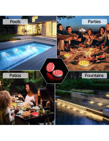Luces LED sumergibles BOXPSII 4 Paquetes IP68 16 Colores