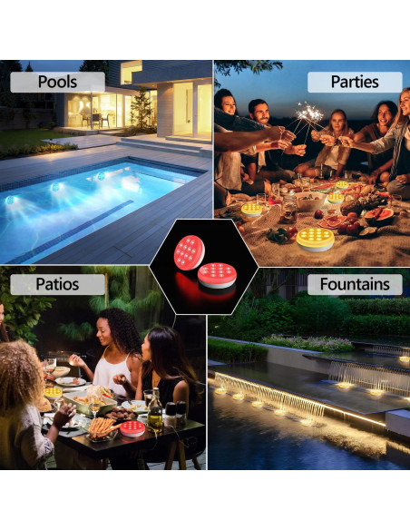 Luces LED sumergibles BOXPSII 4 Paquetes IP68 16 Colores