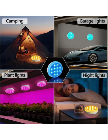 Luces LED sumergibles BOXPSII 4 Paquetes IP68 16 Colores