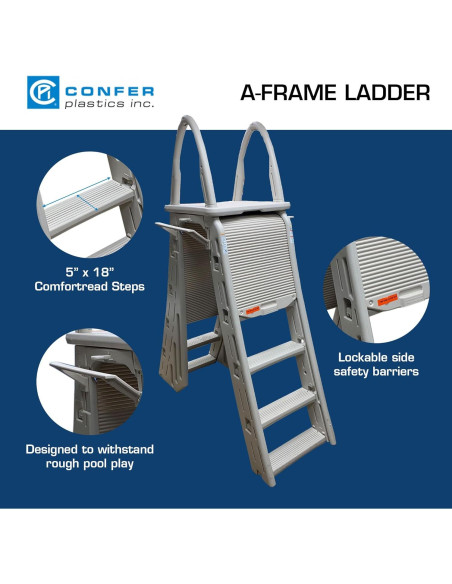 Escalera de Seguridad Ajustable Confer Plastics 7200 Gris 48-56"