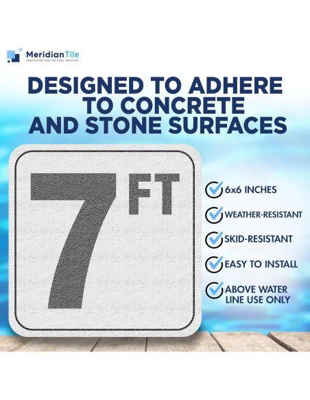 Marcadores de Profundidad de Piscina Vinilo 6x6" Antideslizante