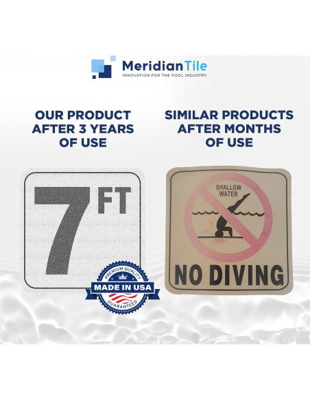 Marcadores de Profundidad de Piscina Vinilo 6x6" Antideslizante