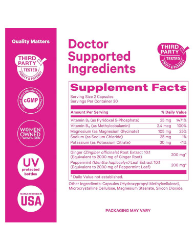 Cápsulas de Vitamina B6 y Jengibre Pink Stork - 60ct