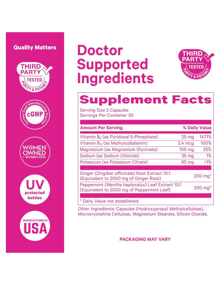 Cápsulas de Vitamina B6 y Jengibre Pink Stork - 60ct