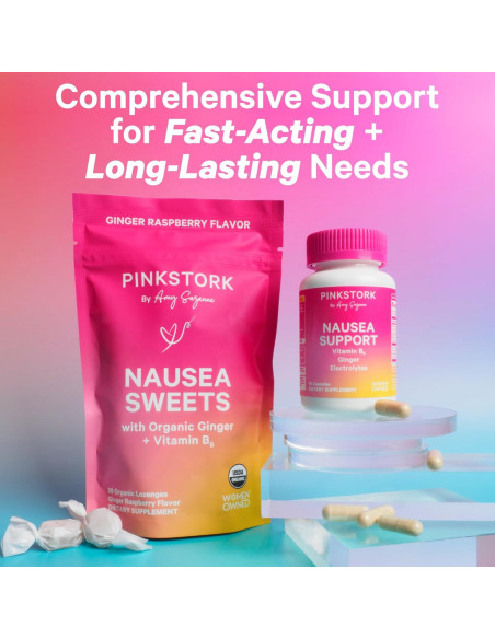 Cápsulas de Vitamina B6 y Jengibre Pink Stork - 60ct