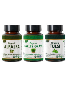 Suplemento Orgánico de Alfalfa, Cebada y Tulsi - 120 Tabletas
