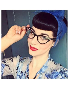 Gafas de ojo de gato transparentes 80s con strass 2