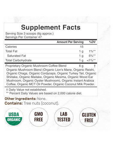 Café de Champiñones Orgánico Deal Supplement 283g - 10 Champiñones Adaptogénicos