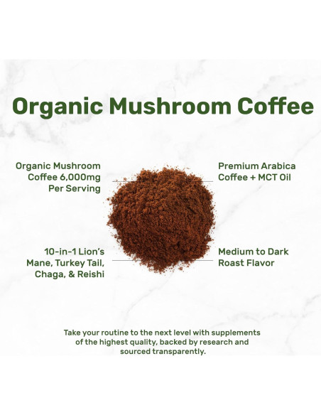 Café de Champiñones Orgánico Deal Supplement 283g - 10 Champiñones Adaptogénicos