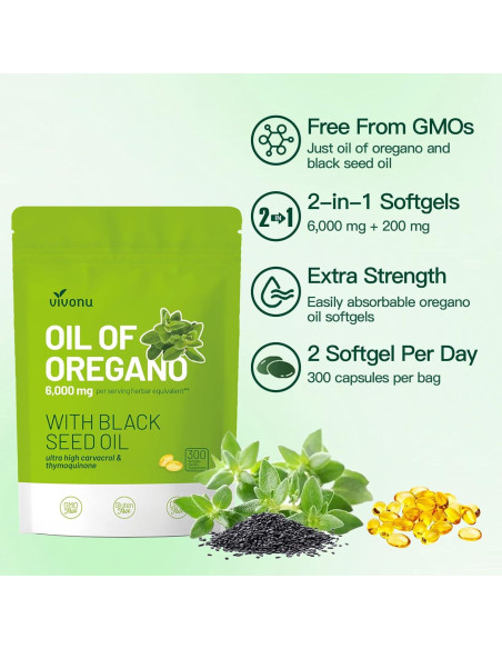 Cápsulas de Aceite de Orégano Orgánico VivoNu 300 Pcs