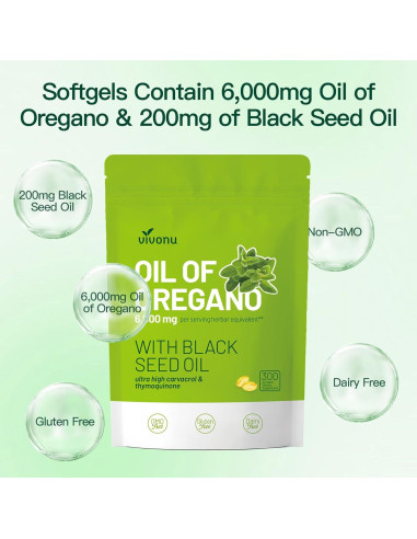 Cápsulas de Aceite de Orégano Orgánico VivoNu 300 Pcs