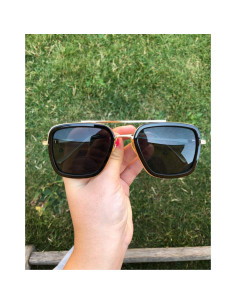 Gafas de sol AIEYEZO Tony Stark Cuadradas UV 100% Oro/Negro 2