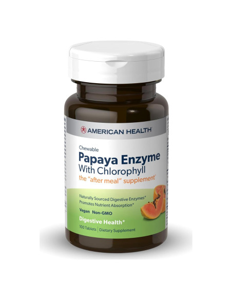 Enzima de Papaya Masticable con Clorofila American Health 100 Unidades