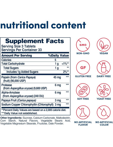Enzima de Papaya Masticable con Clorofila American Health 100 Unidades