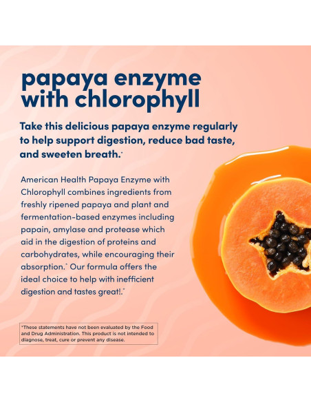 Enzima de Papaya Masticable con Clorofila American Health 100 Unidades
