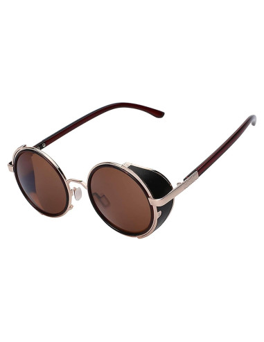 Gafas de sol redondas Steampunk Oro Gótico UV400