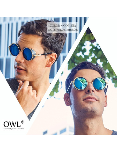 Gafas de sol redondas Steampunk Oro Gótico UV400