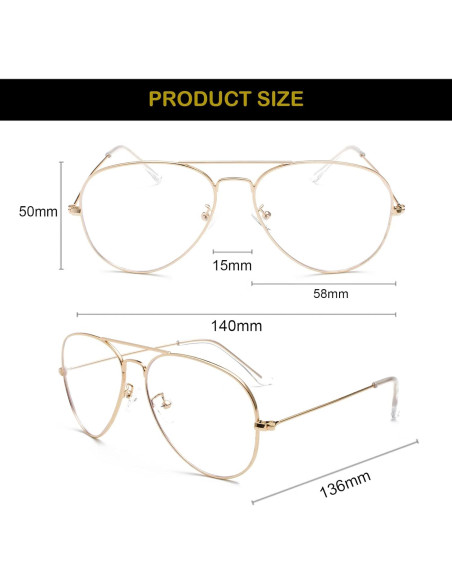 Gafas de Aviador EYLRIM con Lentes Anti Luz Azul - Unisex