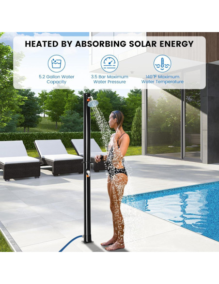 Ducha Exterior Solar Goplus 5.3 Galones 7.2 PIES Ajustable