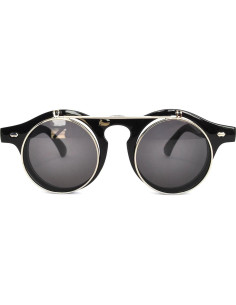 Gafas de Sol Steampunk Retro Góticas Plegables Plateadas 2