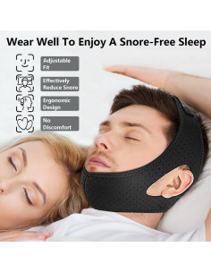 Correa Anti Ronquidos Ajustable JUNJIANHUAN Transpirable 2