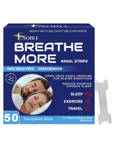 Tiras Nasales Anti Ronquidos Breathe More 50 Ct Mediano