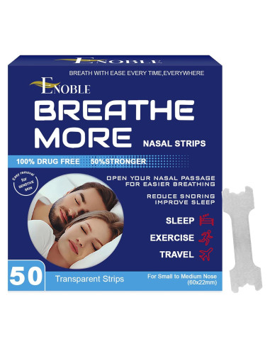 Tiras Nasales Anti Ronquidos Breathe More 50 Ct Mediano