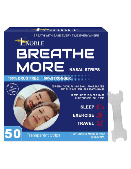 Tiras Nasales Anti Ronquidos Breathe More 50 Ct Mediano