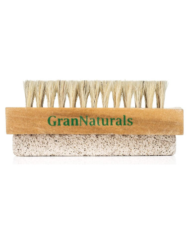 Cepillo Exfoliador de Pies GranNaturals con Piedra Pómez - Mango de Madera