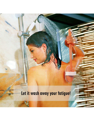 Cepillo de Ducha Ybj-ake con Mango Largo de Bambú y Cerda de Jabalí