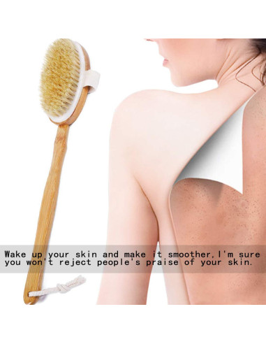 Cepillo de Ducha Ybj-ake con Mango Largo de Bambú y Cerda de Jabalí