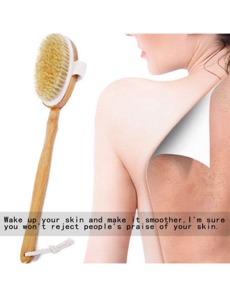 Cepillo de Ducha Ybj-ake con Mango Largo de Bambú y Cerda de Jabalí