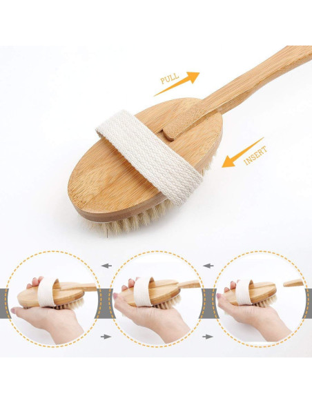 Cepillo de Ducha Ybj-ake con Mango Largo de Bambú y Cerda de Jabalí