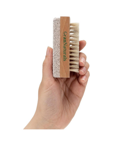 Cepillo Exfoliador de Pies GranNaturals con Piedra Pómez - Mango de Madera