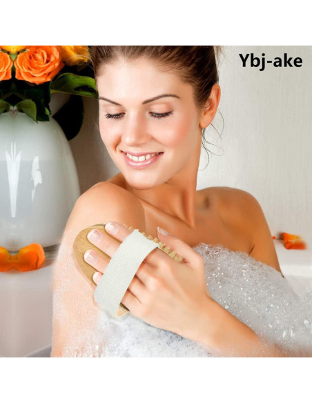 Cepillo de Ducha Ybj-ake con Mango Largo de Bambú y Cerda de Jabalí