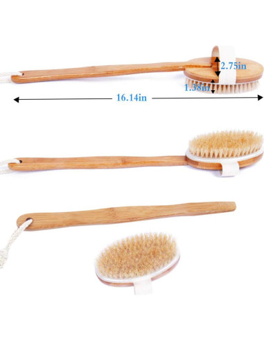 Cepillo de Ducha Ybj-ake con Mango Largo de Bambú y Cerda de Jabalí