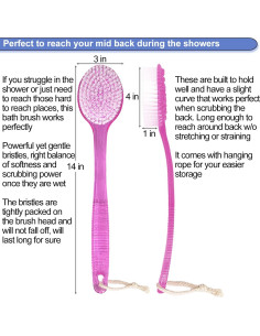Cepillo de Espalda para Ducha AMERWASH PLUS 35.5 cm - 2 Piezas Rosa 2